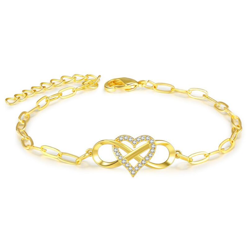 Cuban Link Bracelet Gold Plated Heart-shaped Chain Bracelet