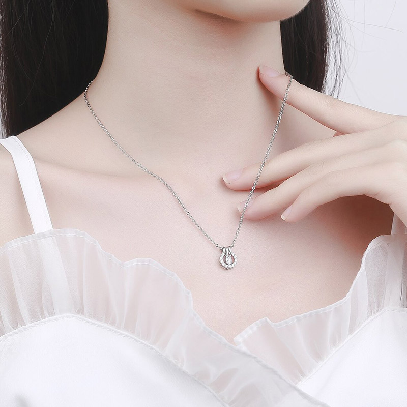 Pure 925 Silver Zircon Water Drop Pendant Necklace