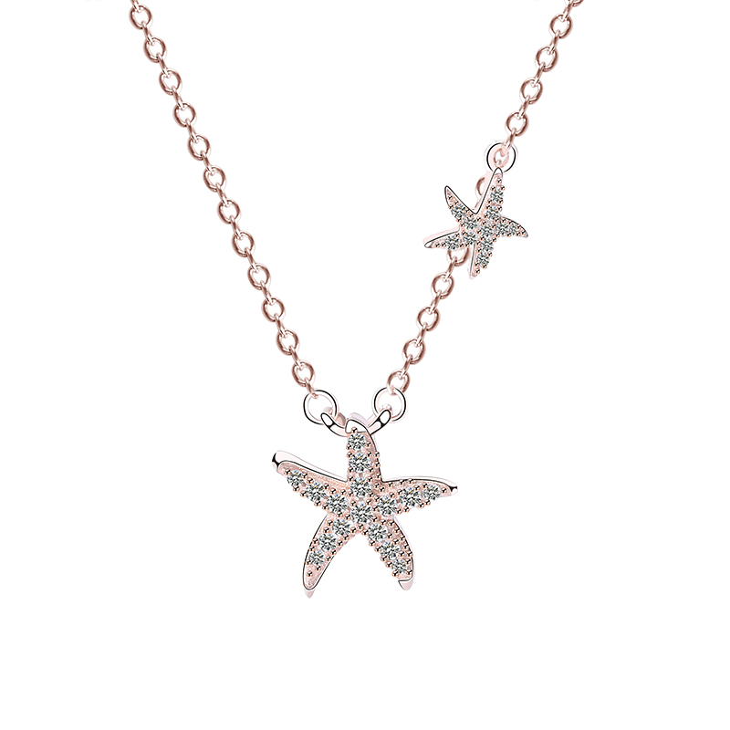 S925 sterling silver starfish necklace