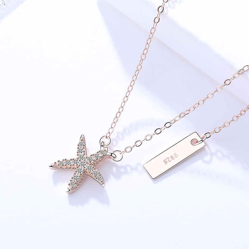 S925 sterling silver starfish necklace