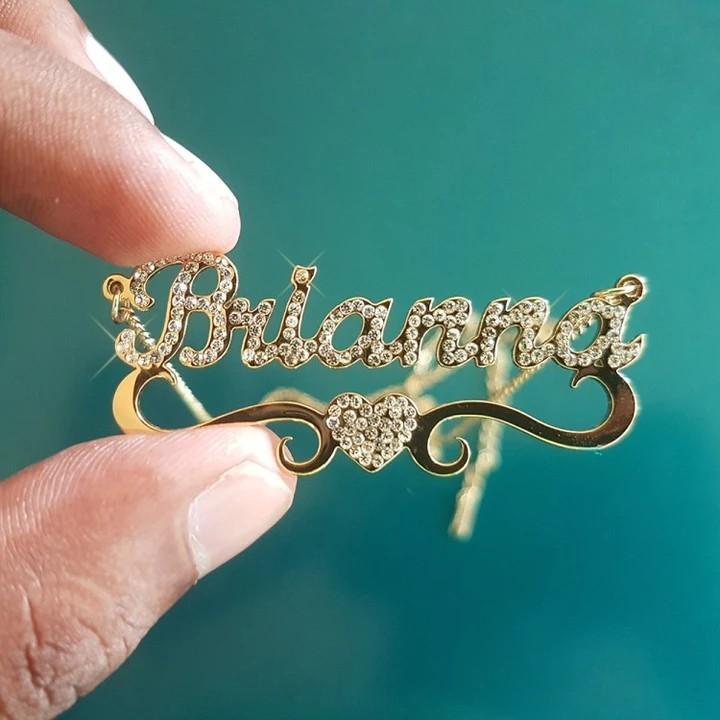 Hand Made Personalized Zircon Name Necklace with Love