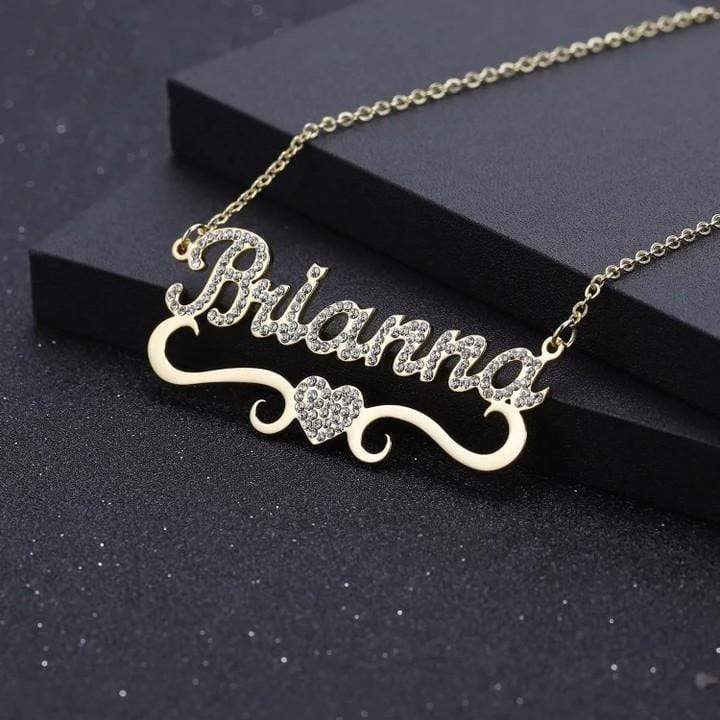 Hand Made Personalized Zircon Name Necklace with Love