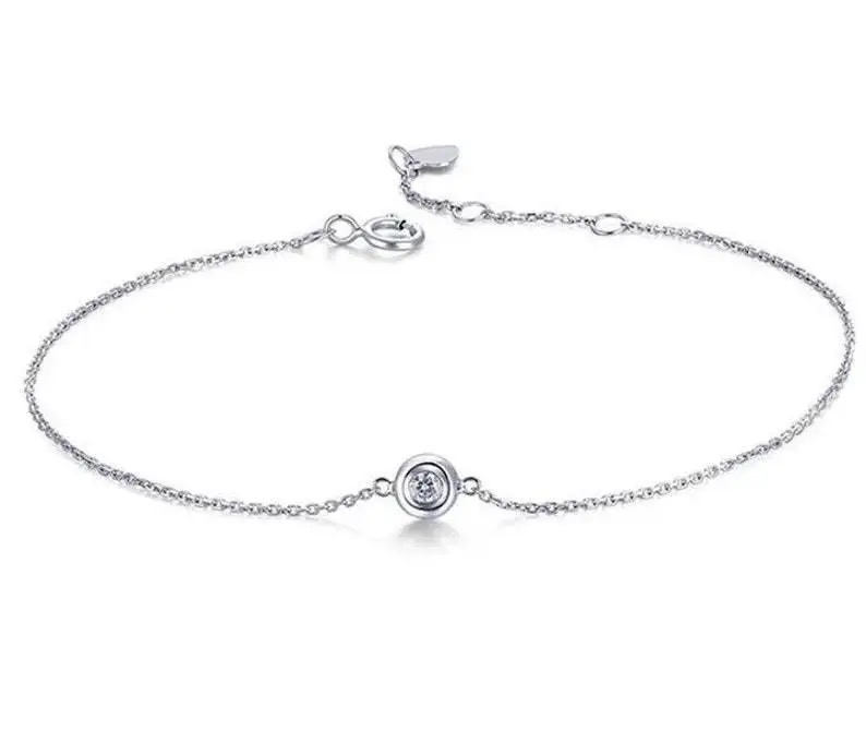 925 Silver moissanite Diamond Simple Adjustable Bracelet for Women