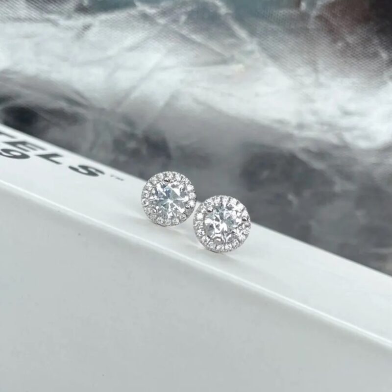 925 Silver Round Zircon Earrings for Women