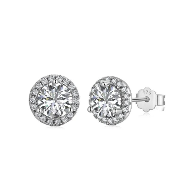 925 Silver Round Zircon Earrings for Women