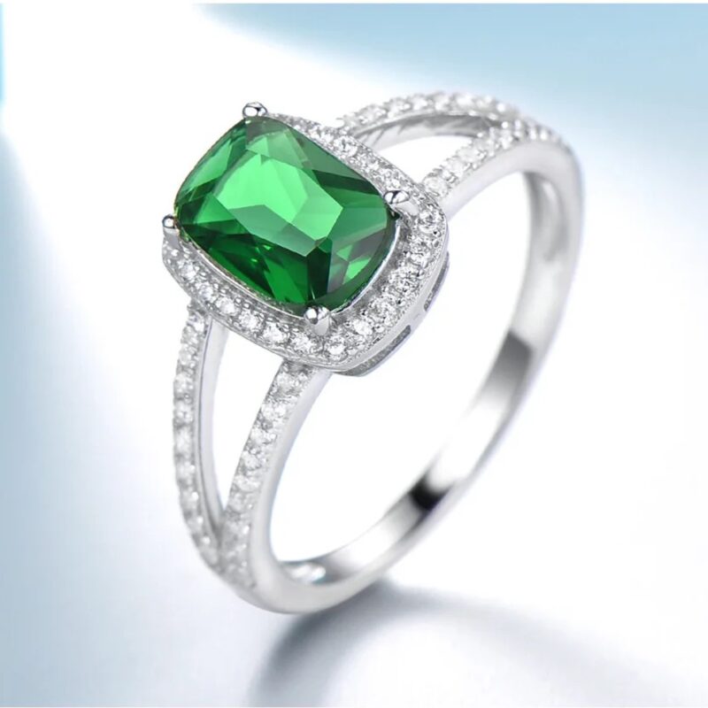 VVS Diamond 18 k Gold with Natural Emerald Stone Ring - Engagement - Wedding Ring for Women