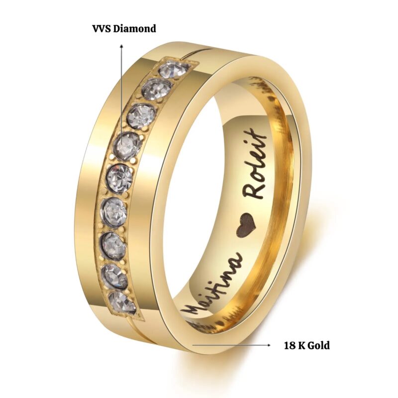 VVS Diamond 18 k Gold Ring - Engagement - Wedding Diamond Ring for Men and Women