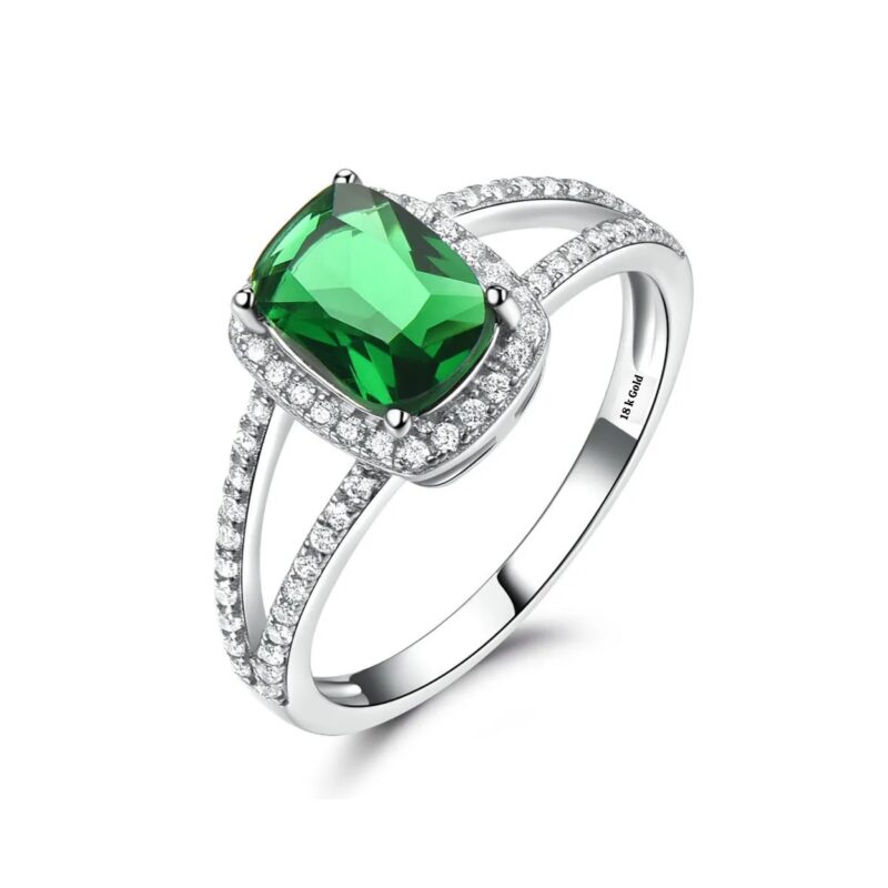 VVS Diamond 18 k Gold with Natural Emerald Stone Ring - Engagement - Wedding Ring for Women