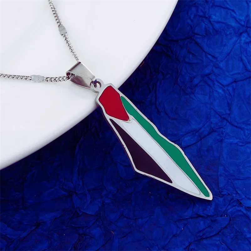 925 silver Colored  Palestine Map Necklace for Men and Women