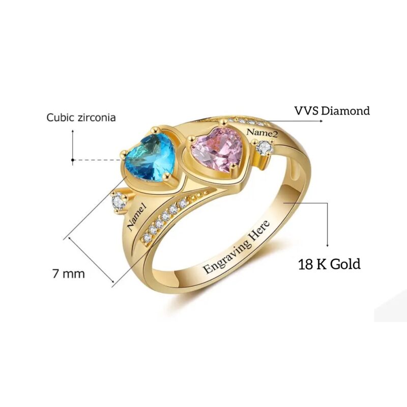 VVS Diamond 18 k Gold Birthstone Customised Ring - Engagement - Wedding Diamond Ring