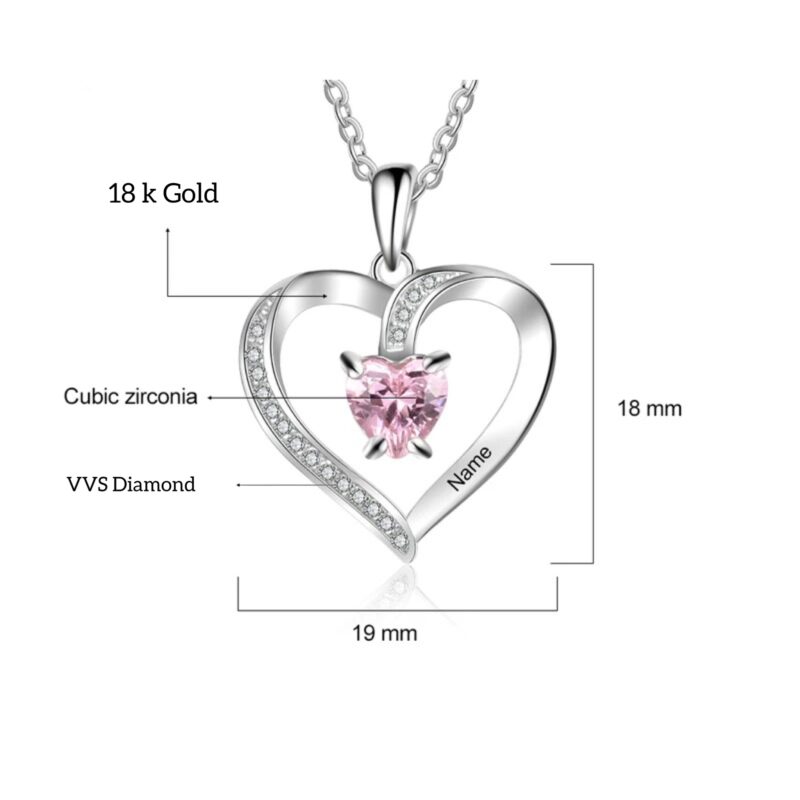 VVS Diamond 18 k Customised Birth Stone Necklace - Personalized Premium Birthstone Diamond Ring