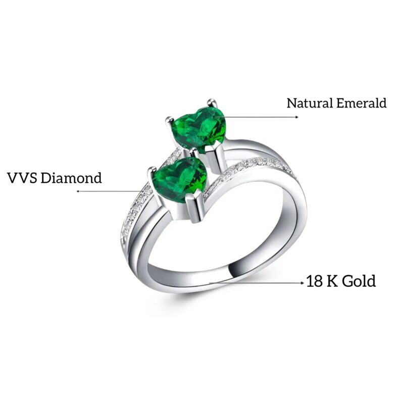 VVS Diamond 18 k Gold Natural Emerald Stone Customised Ring - Engagement - Wedding Diamond Ring