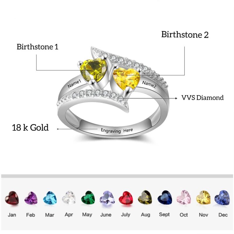 VVS Diamond 18 k Birthstone Customised Ring - Engagement - Wedding Diamond Ring