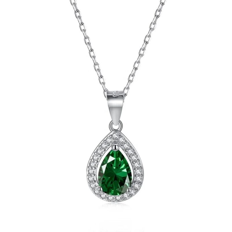 925 Silver Green Stone Necklace for Women