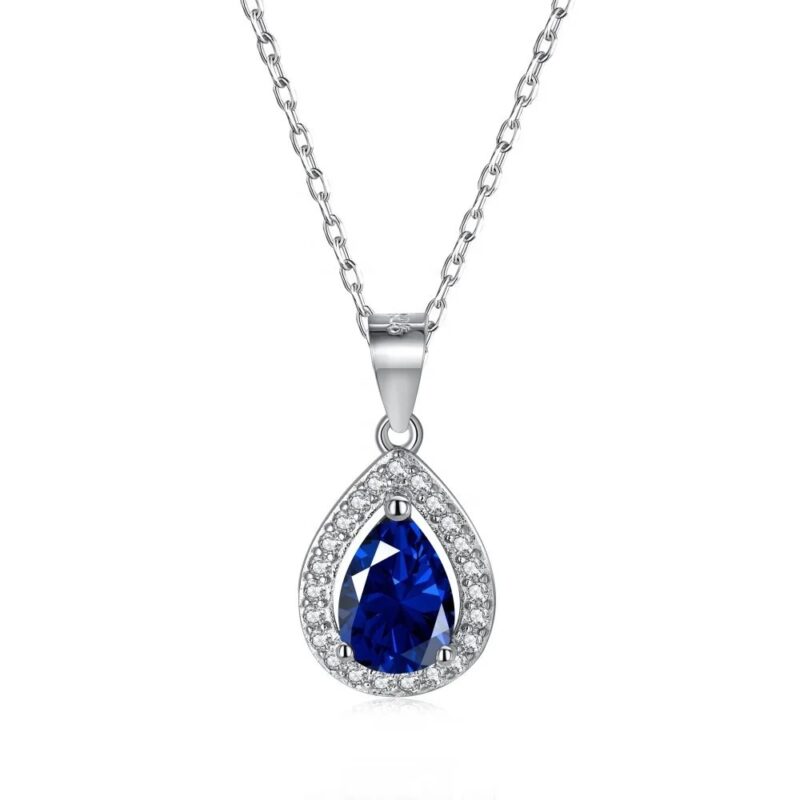 925 Silver Blue Stone Necklace for Women