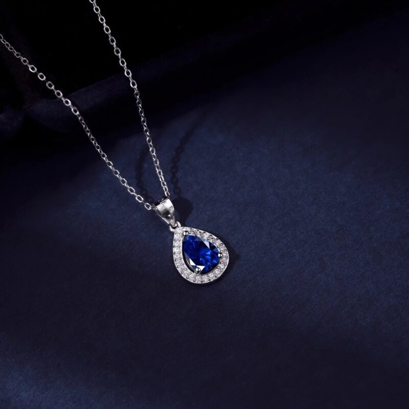 925 Silver Blue Stone Necklace for Women