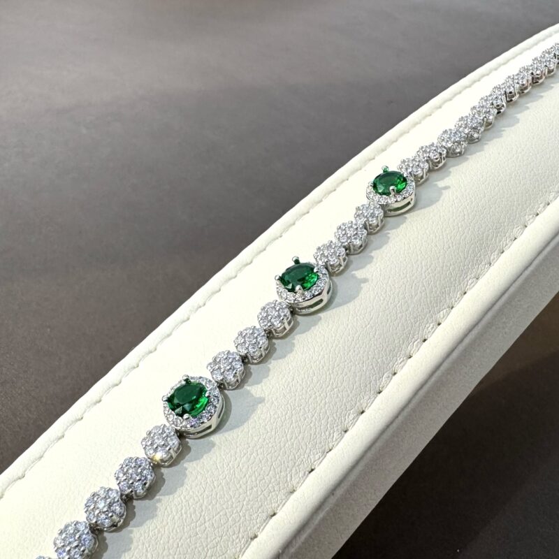 Pure 925 silver AAA Zircon Emerald Stone Bracelet for women