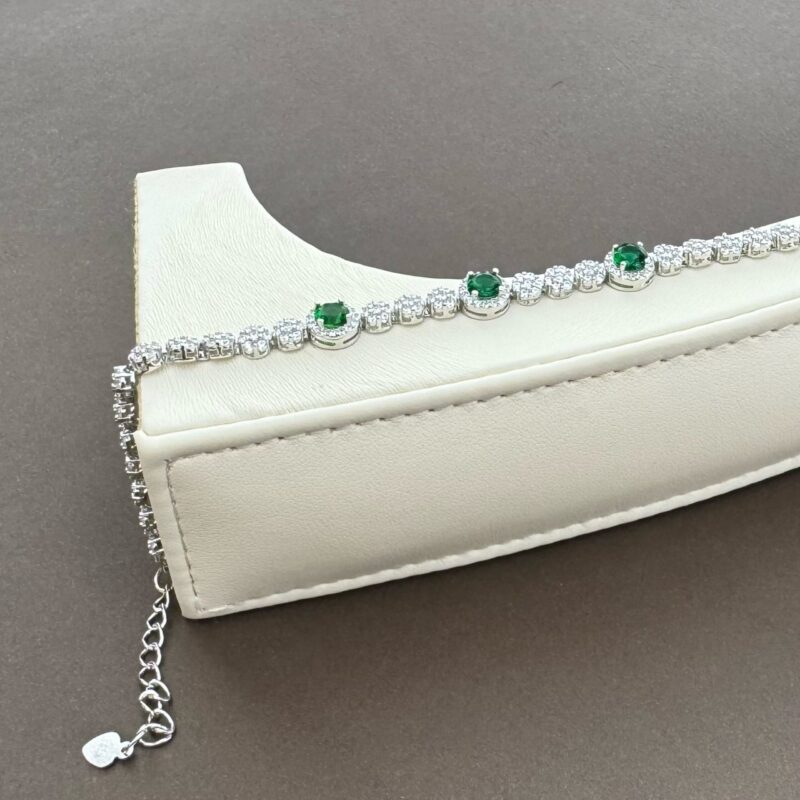 Pure 925 silver AAA Zircon Emerald Stone Bracelet for women