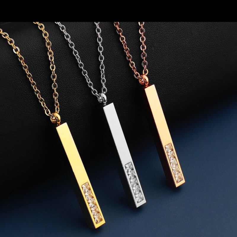 Premium Customized Bar Necklace with Stone for Women