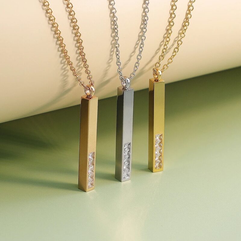 Premium Customized Bar Necklace with Stone for Women