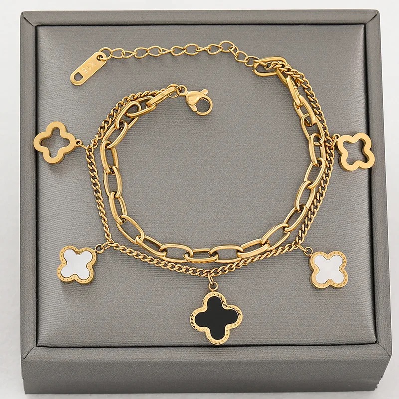 18 k Gold Plated Double Layer Clever Bracelet for Women