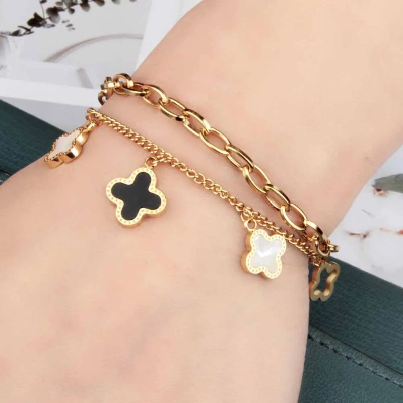 18 k Gold Plated Double Layer Clever Bracelet for Women