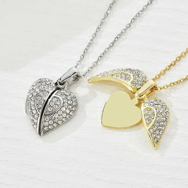 Customized Heart Necklace with Stone Hidden Name Engraved for Women