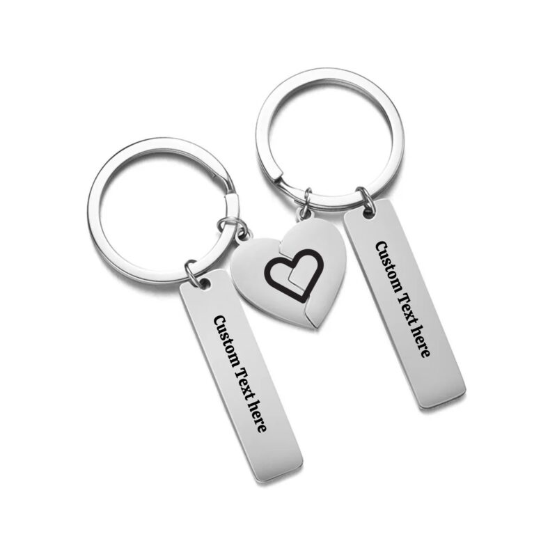 Personalised - Customised Couple Keychain with Text Engraved - Customized Keychain