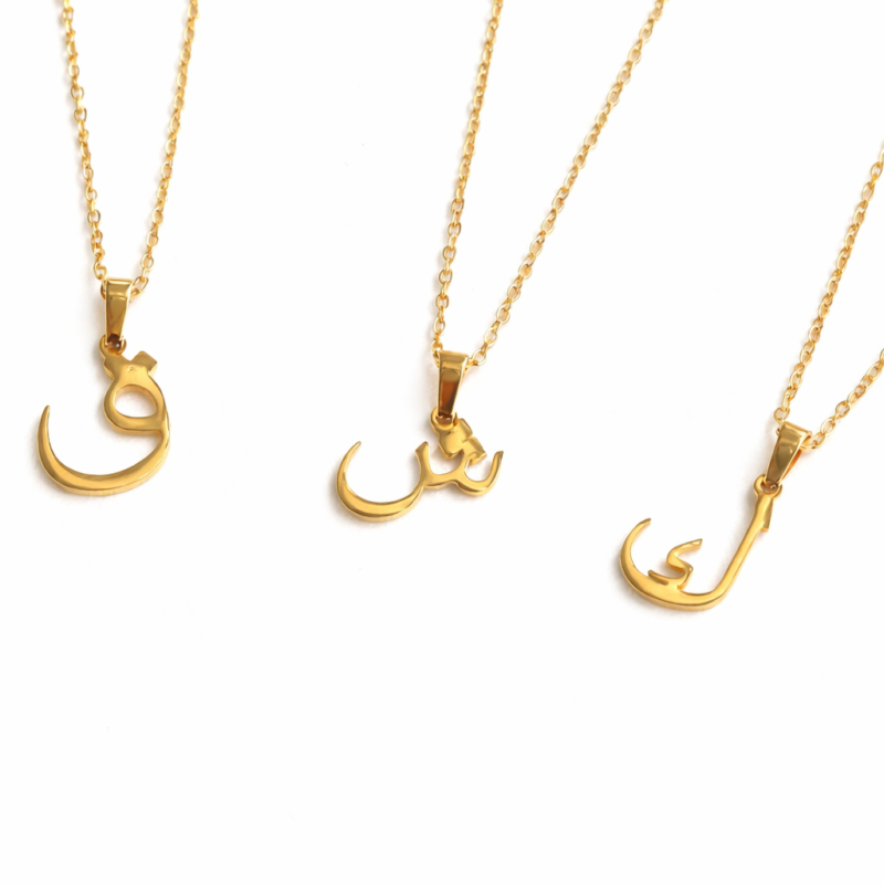 Initial Name Necklace Arabic English - Customized 925 Silver - Foxmer