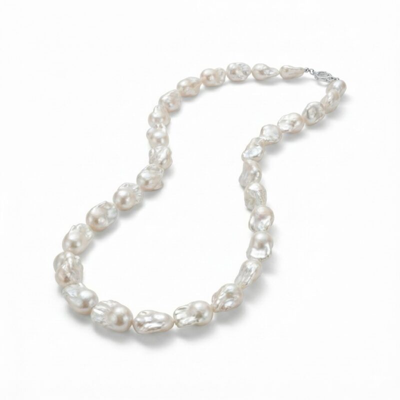Premium Baroque Irregular Shaped Pearl Necklace - Natural Freshwater Pearls with 925 Sterling Silver Clasp
