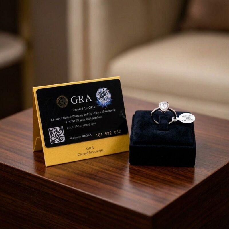 Brilliant Cut Moissanite Ring with GRA Certificate - Adjustable 925 Silver Promise Ring